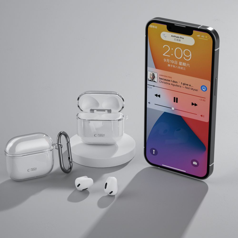 Etui Tech-Protect Flexair do Apple AirPods 4, przezroczyste.